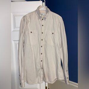 Sonoma Off-White Textured Shirt with Brown Button